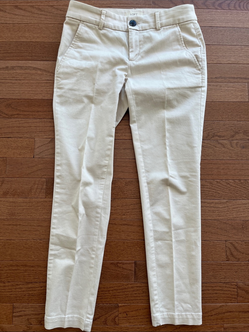LOFT Cream Skinny Ankle Pants